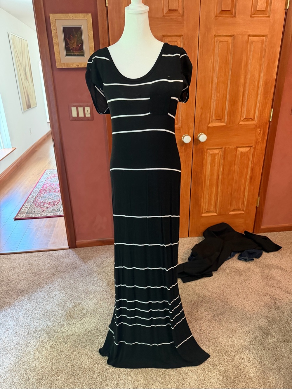 Old Navy Black and White Striped Maxi Dress
